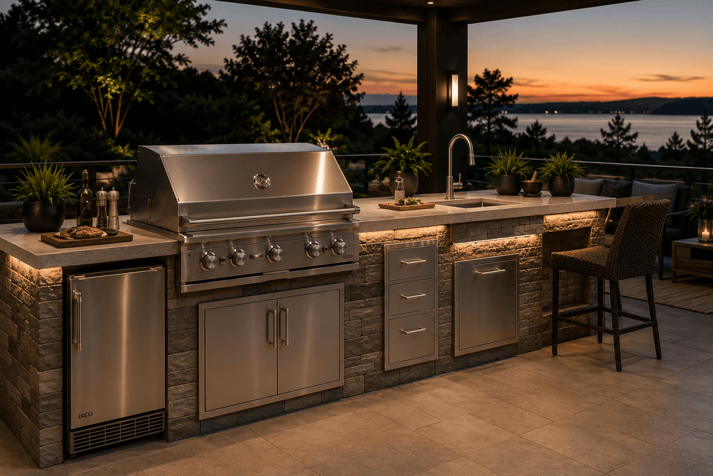 Luxury Outdoor Kitchen with Built-In Grill & Refrigerator | Luxora Signature™ Estate Series