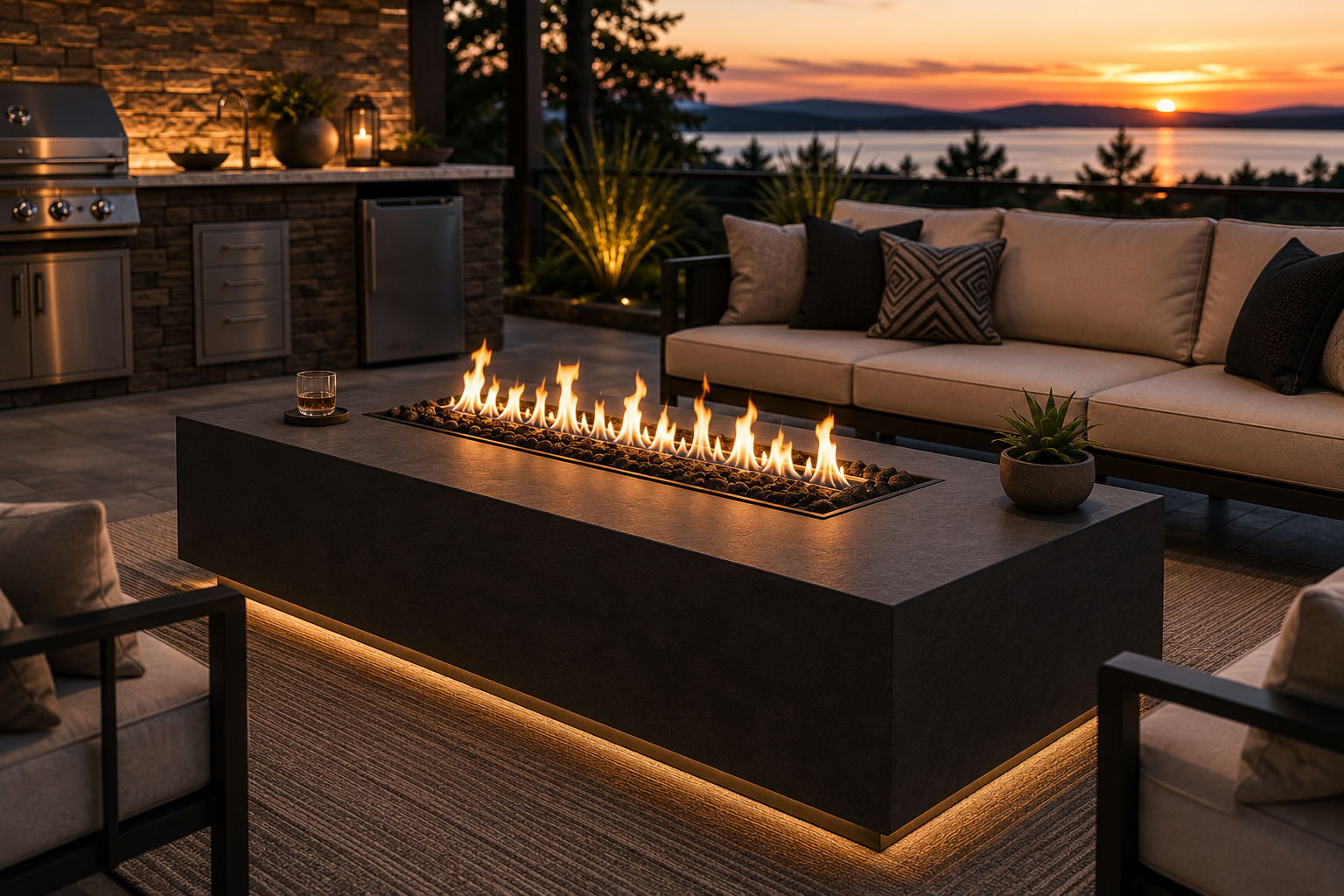 Luxora Signature™ EmberStone Rectangular Fire Table  Brand: Luxora Signature™