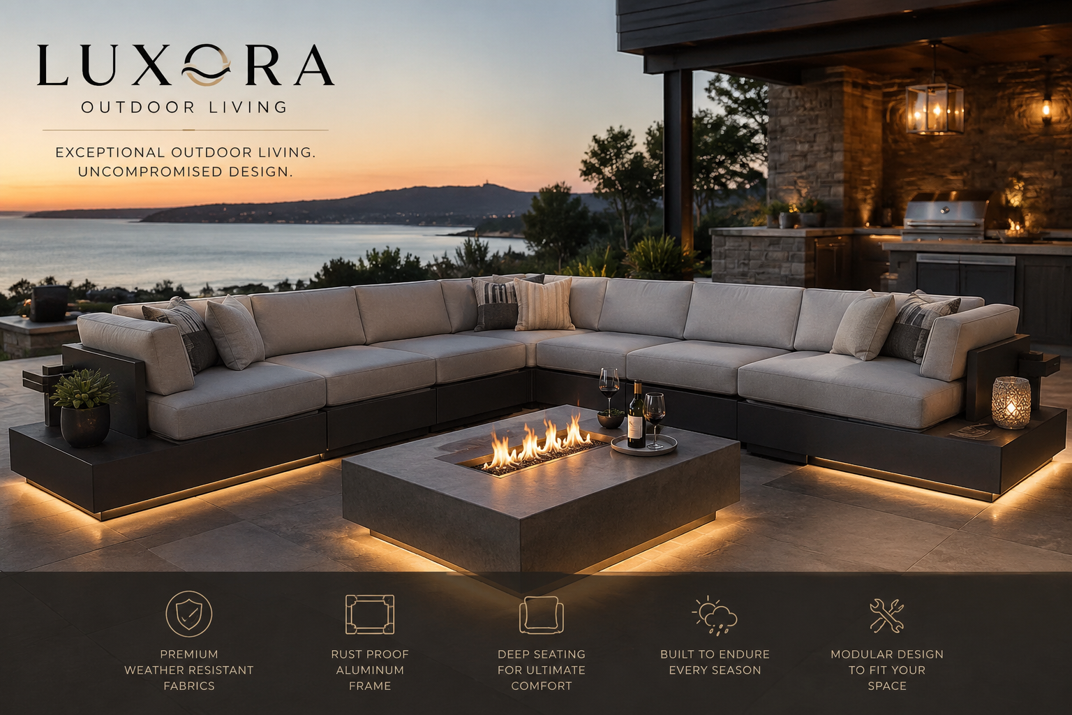 Luxora Elite Haven™ 8-Piece Luxury Outdoor Sectional
