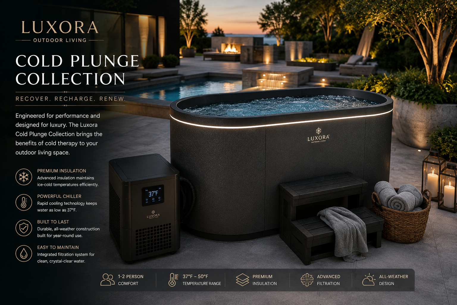 Aurevia™ Glacier X1 Luxury Cold Plunge Tub