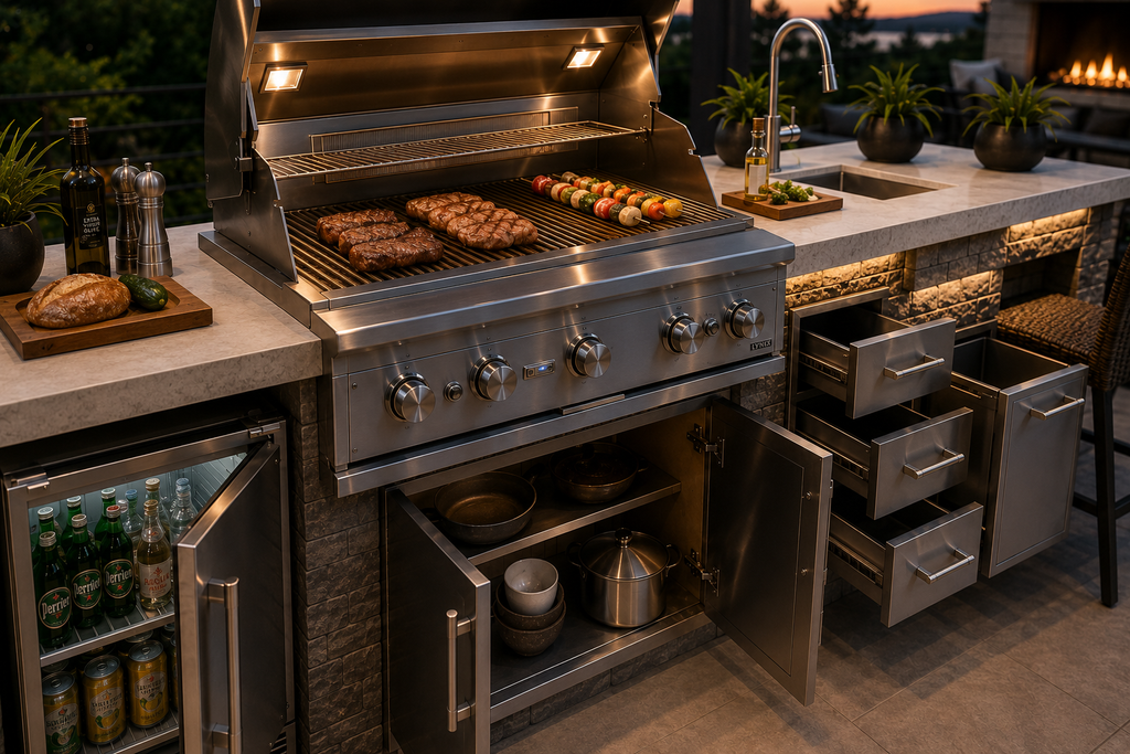 Luxury Outdoor Kitchen with Built-In Grill & Refrigerator | Luxora Signature™ Estate Series