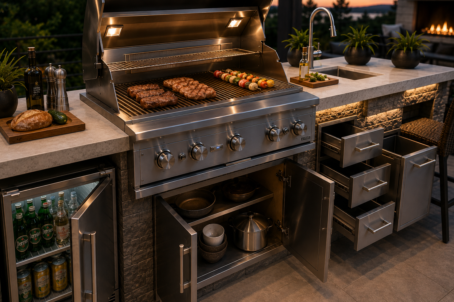 Luxury Outdoor Kitchen with Built-In Grill & Refrigerator | Luxora Signature™ Estate Series