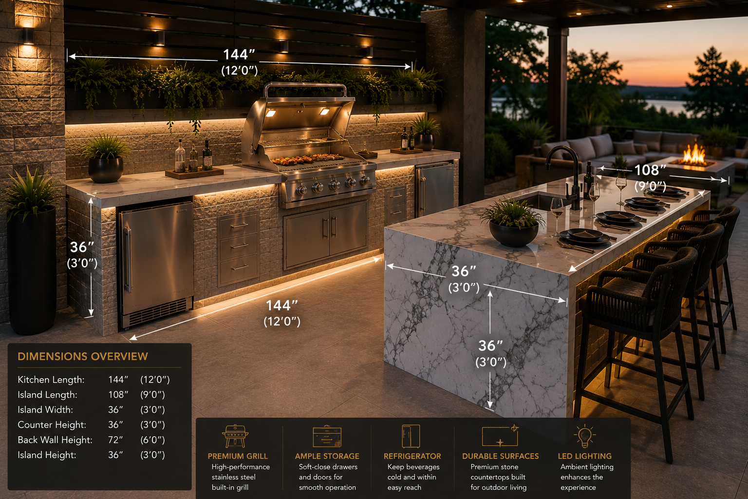 Luxora Signature™ Grand Horizon Outdoor Kitchen