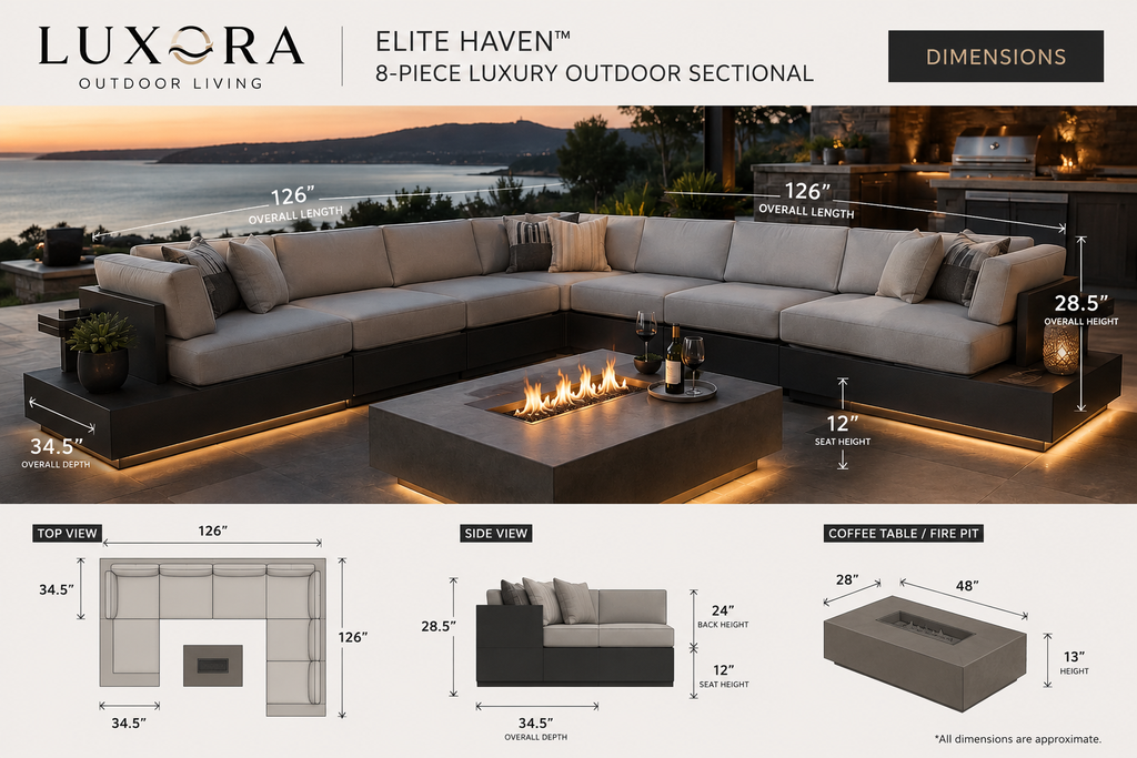 Luxora Elite Haven™ 8-Piece Luxury Outdoor Sectional