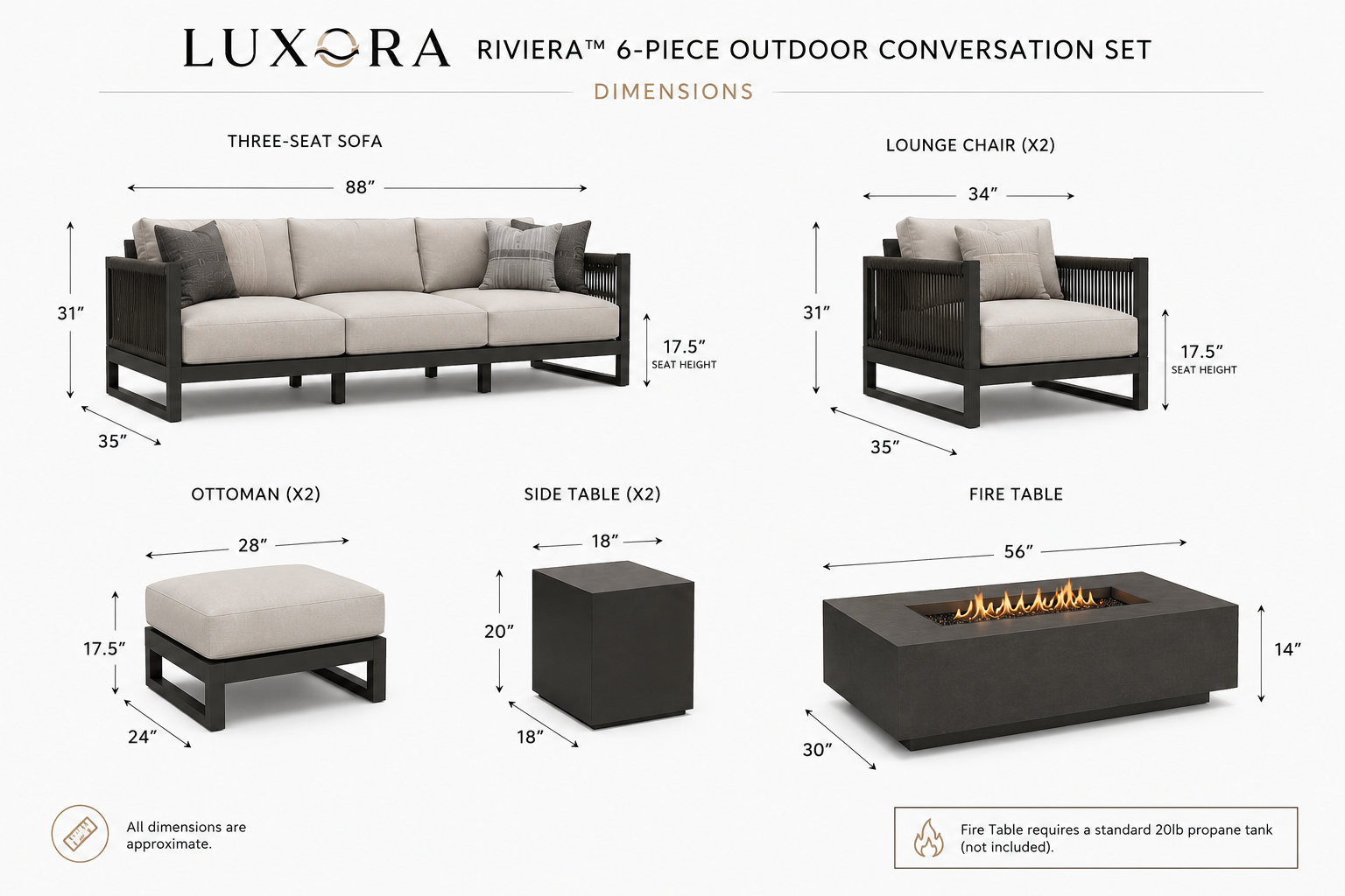 Luxora Riviera™ 6-Piece Luxury Outdoor Conversation Set
