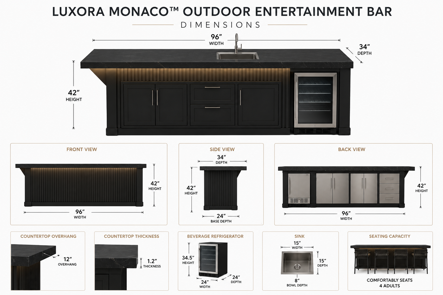 Luxora Monaco™ Luxury Outdoor Entertainment Bar