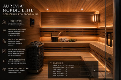 Aurevia™ Nordic Elite 6-Person Luxury Outdoor Sauna