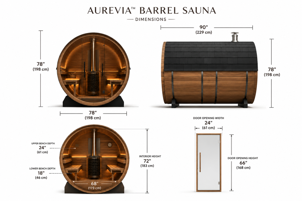 Aurevia™ Barrel Luxe 6-Person Outdoor Sauna