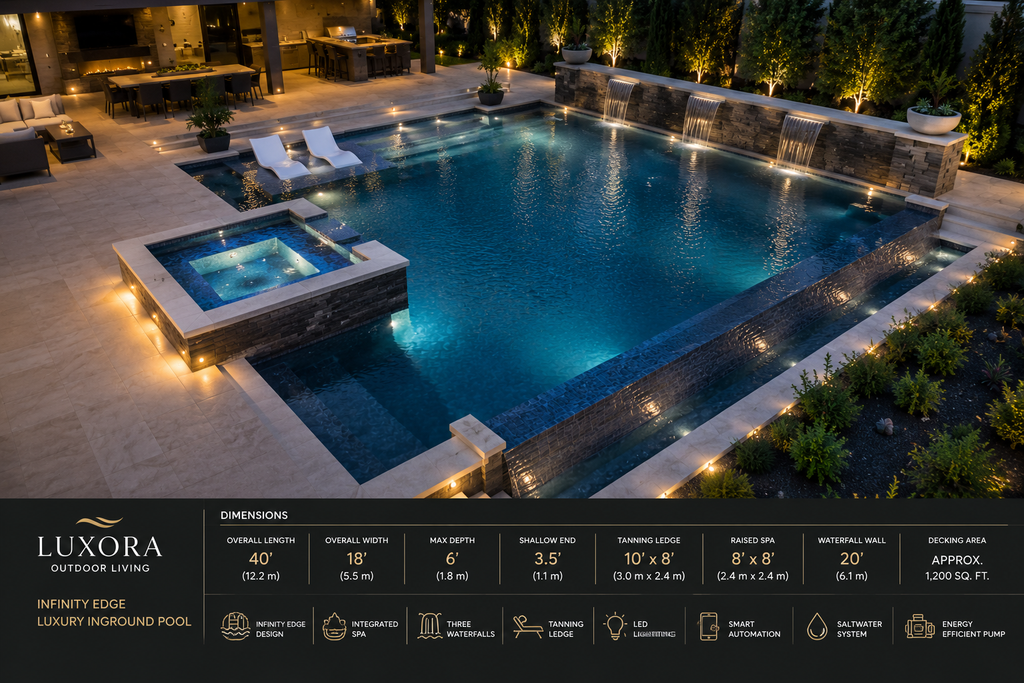 Luxora Infinity Edge Luxury Inground Pool with Integrated Spa